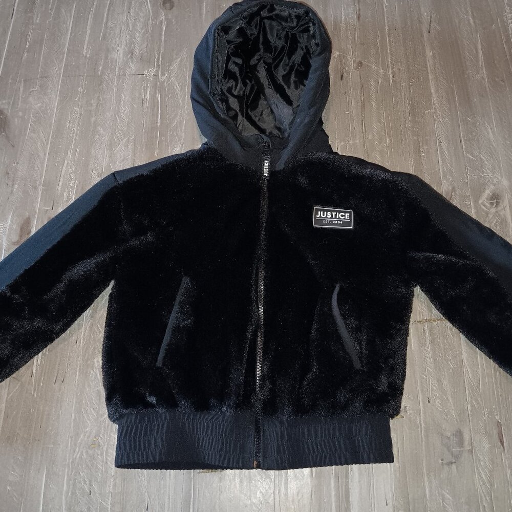 Justice Girls Faux Fur Accent Jacket